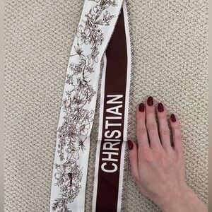 Dior Brown and White Floral Scarf